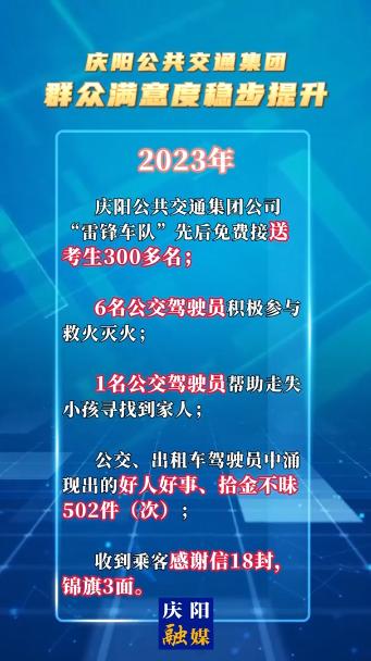 慶陽公共交通集團,，群眾滿意度穩(wěn)步提升