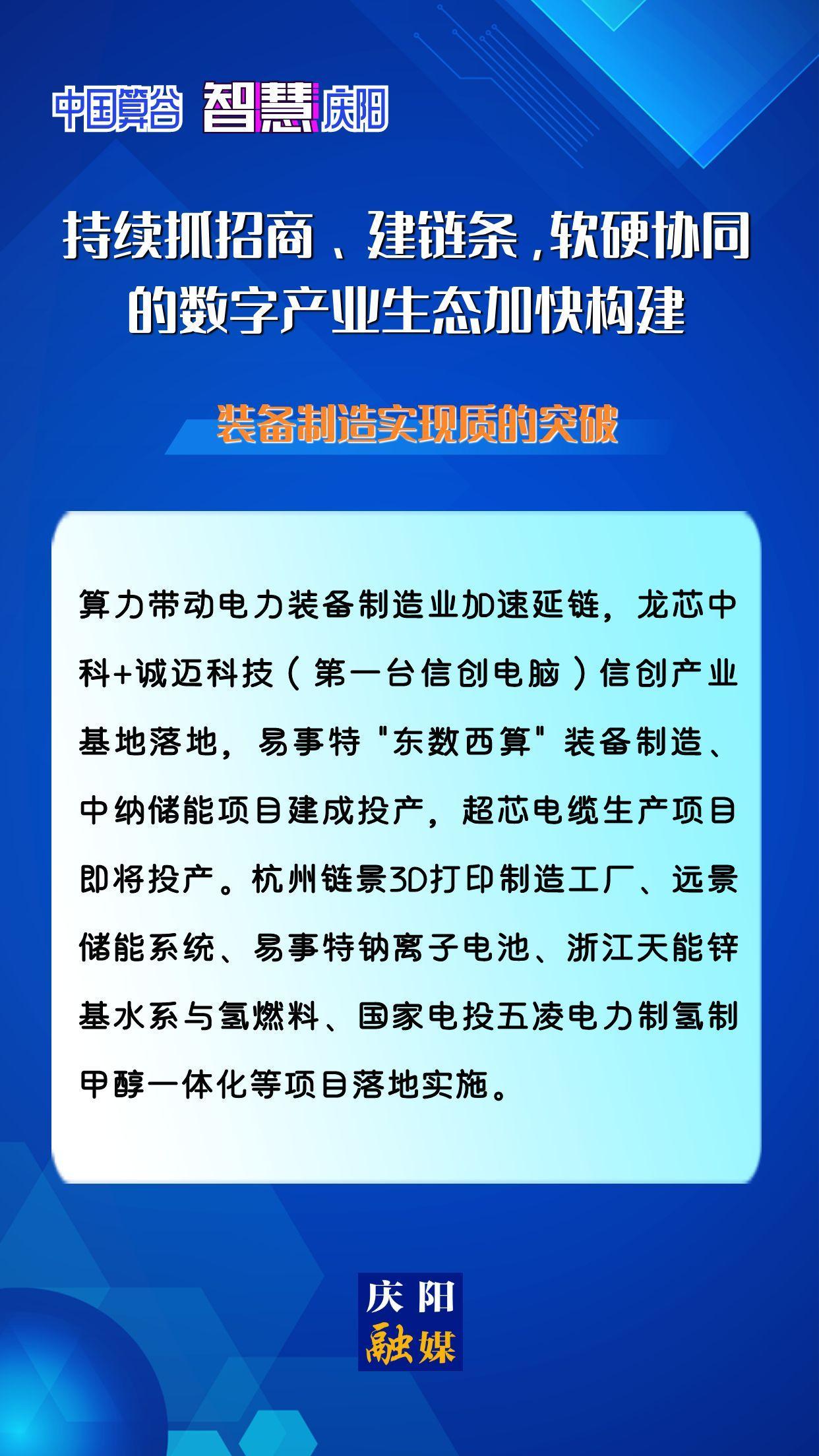 【海報(bào)】中國算谷 智慧慶陽 | 持續(xù)抓招商,、建鏈條,，軟硬協(xié)同的數(shù)字產(chǎn)業(yè)生態(tài)加快構(gòu)建