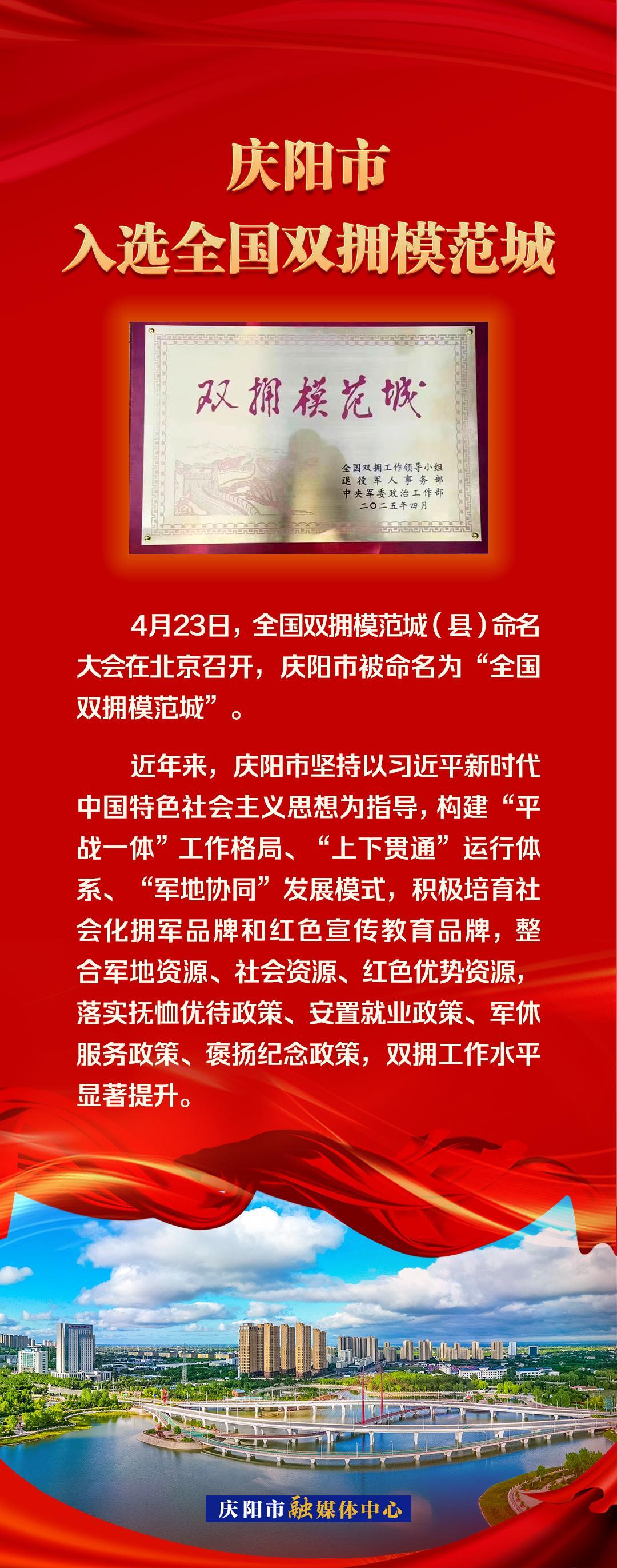 【微海報(bào)】慶陽市入選全國(guó)雙擁模范城